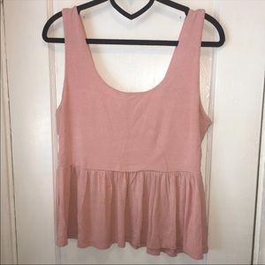 Mauve Tank Top/Juniors Size Large/Babydoll Top/Flowy Bottom/Stretchy/GUC